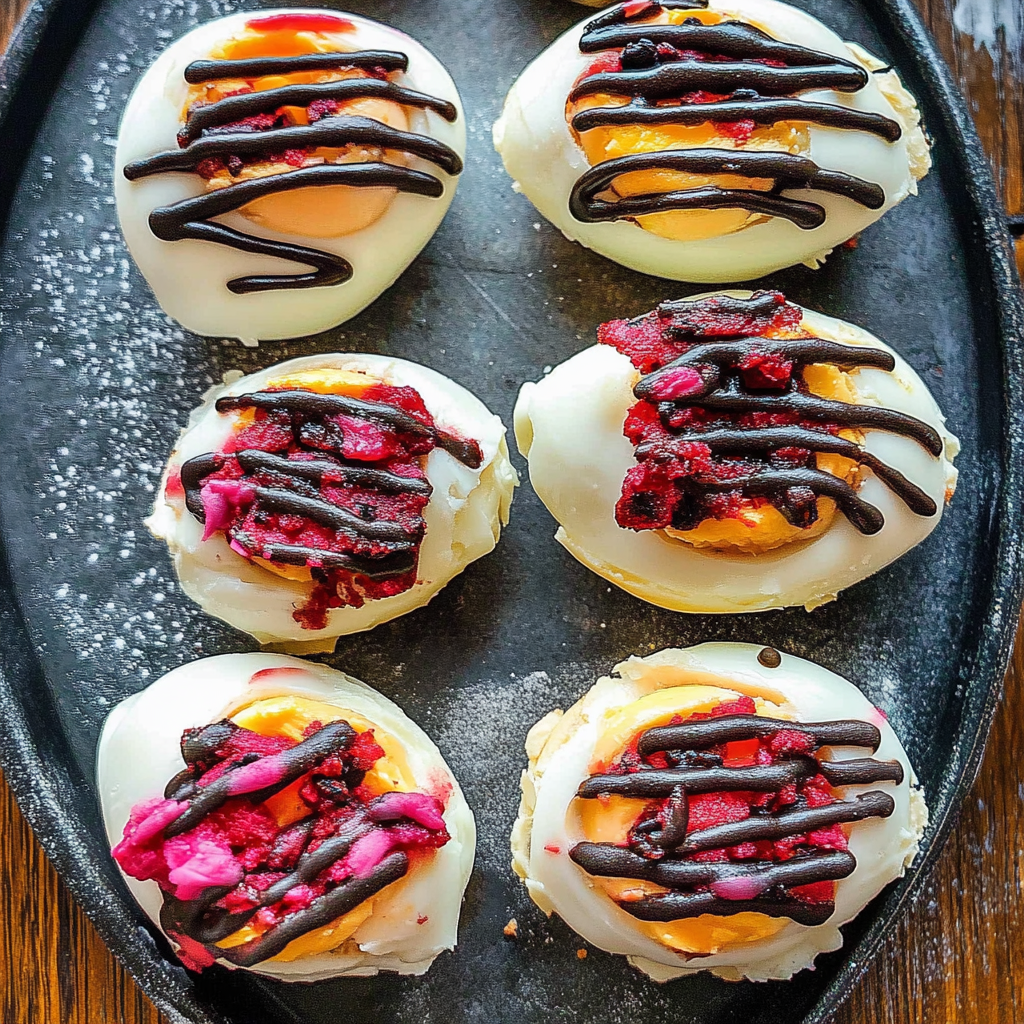 Recipe preparation for Halloween Deviled Eggs