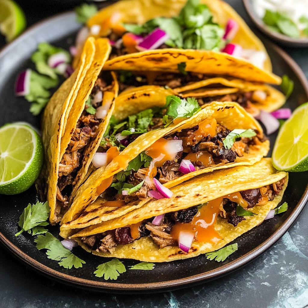 Recipe preparation for Honey Chipotle Shredded Beef Tacos