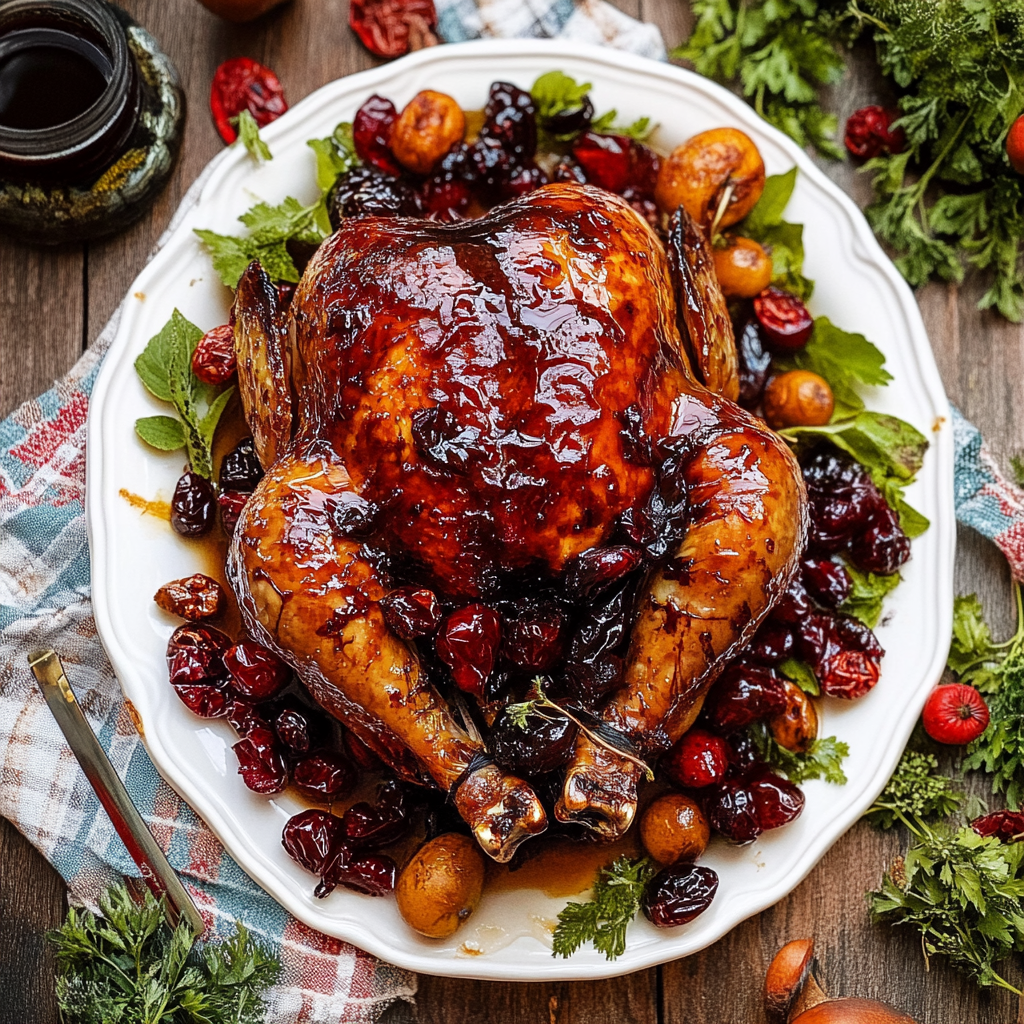Recipe preparation for Cranberry Maple Roast Chicken