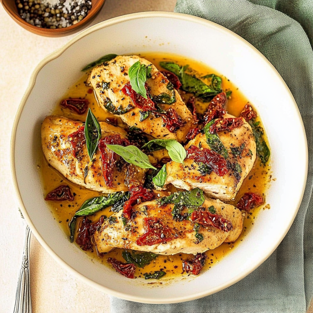Recipe preparation for Sun-Dried Tomato Chicken