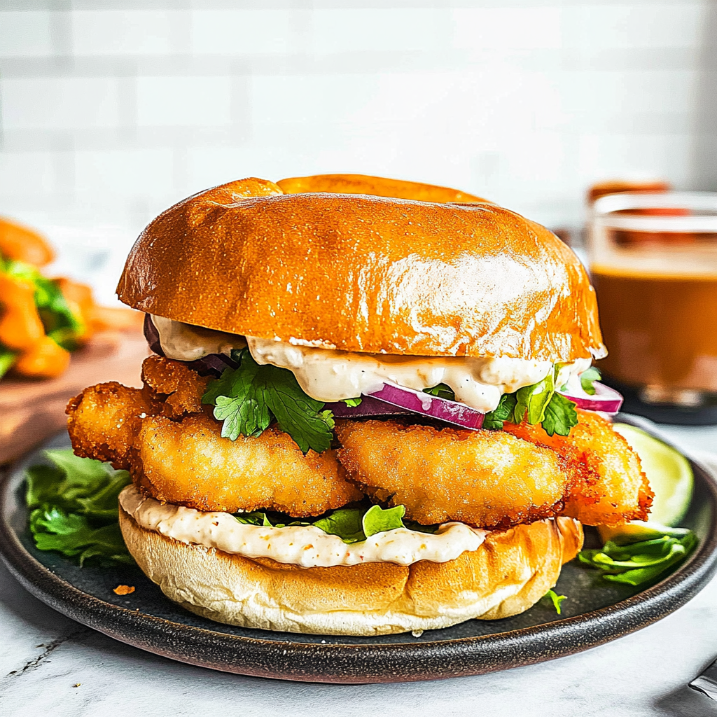 Recipe preparation for Fish Sandwich