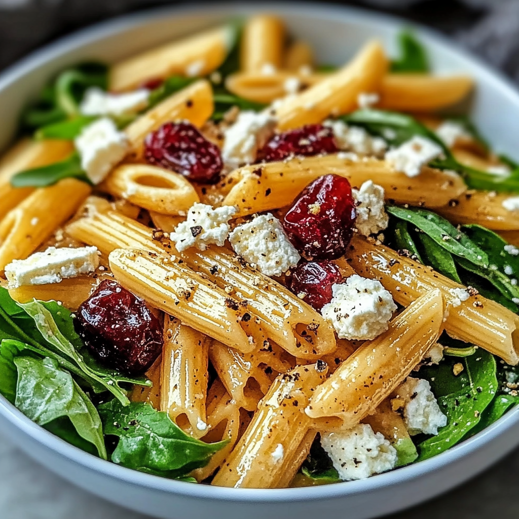 Recipe preparation for Feta & Cranberry Penne Salad with Orange Vinaigrette