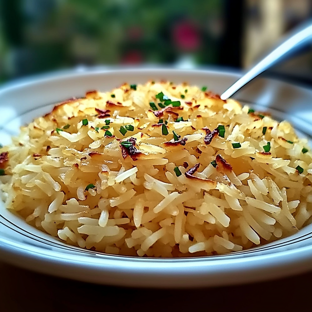 Recipe preparation for Golden Onion Butter Rice