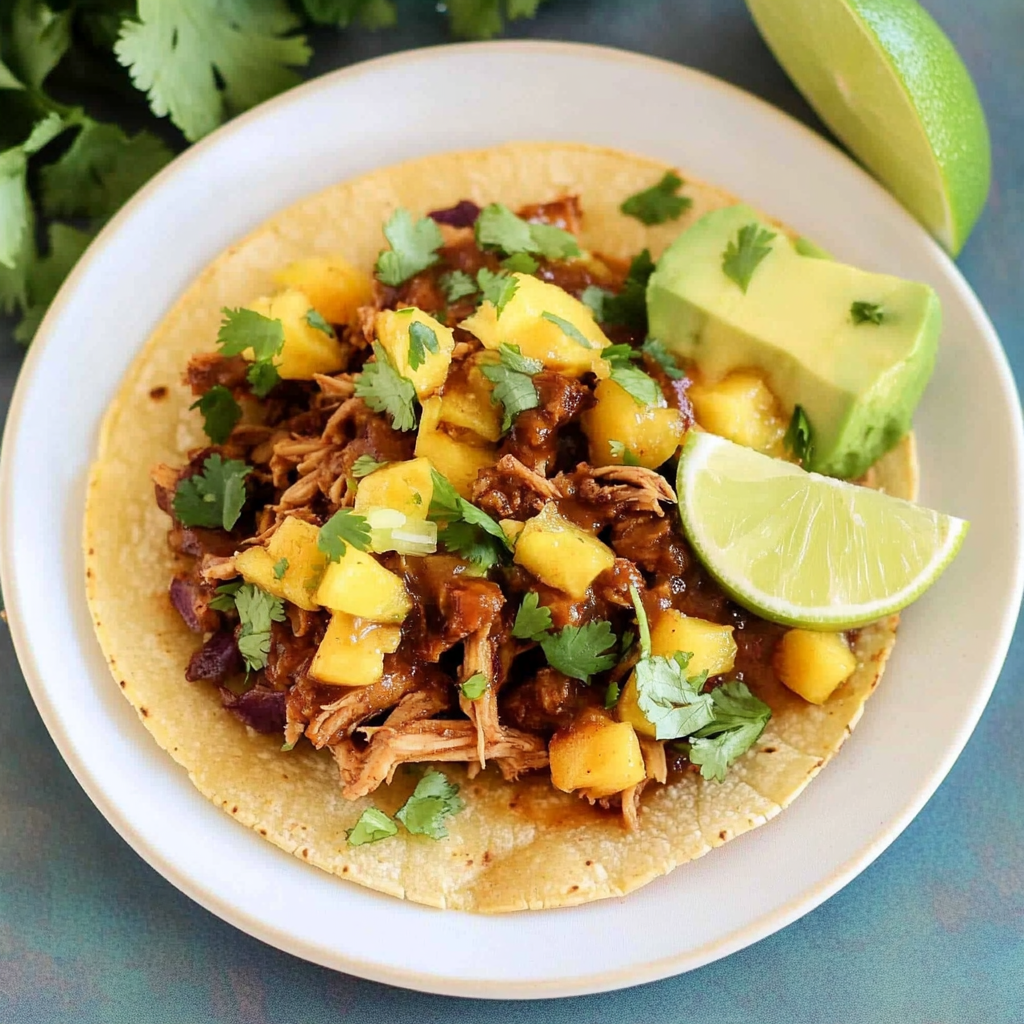 Recipe preparation for Smoky BBQ Jackfruit Tacos with Mango Slaw