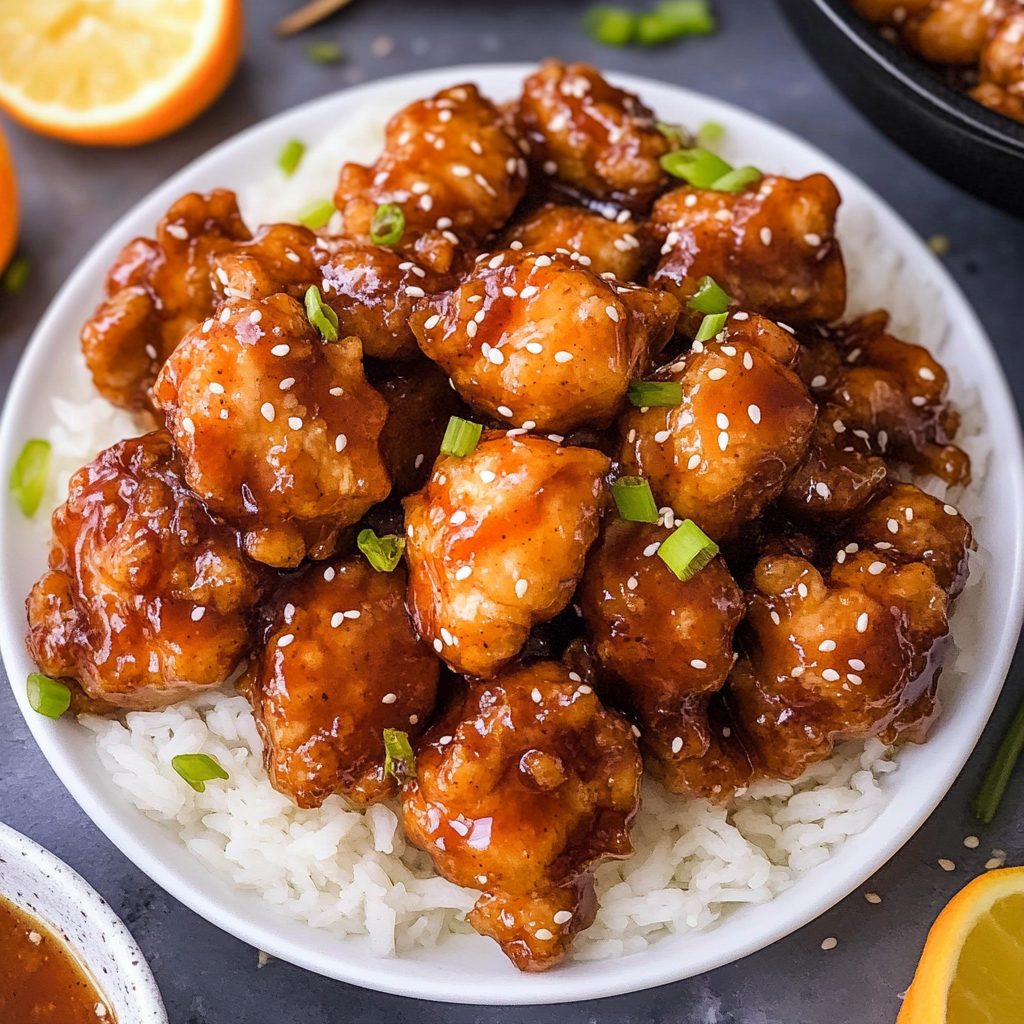 Recipe preparation for Baked Orange Chicken with Panda Express Copycat Sauce