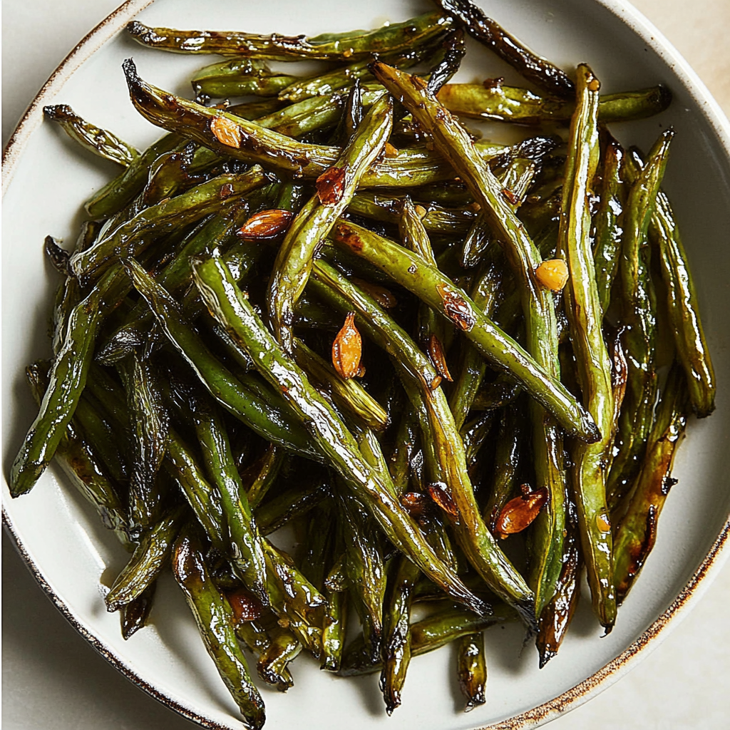 Recipe preparation for Air-Fryer Green Beans with Balsamic Glaze