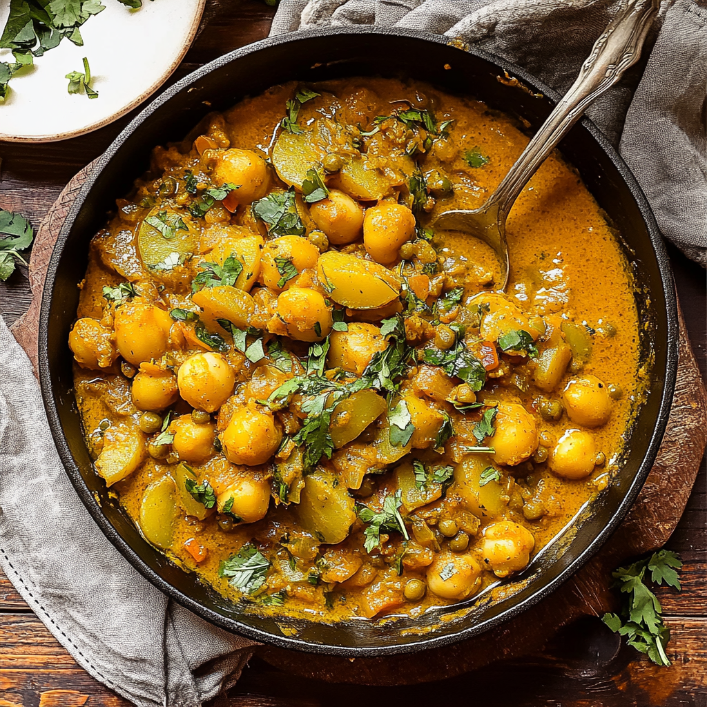 Recipe preparation for Vegan Potato and Chickpea Curry