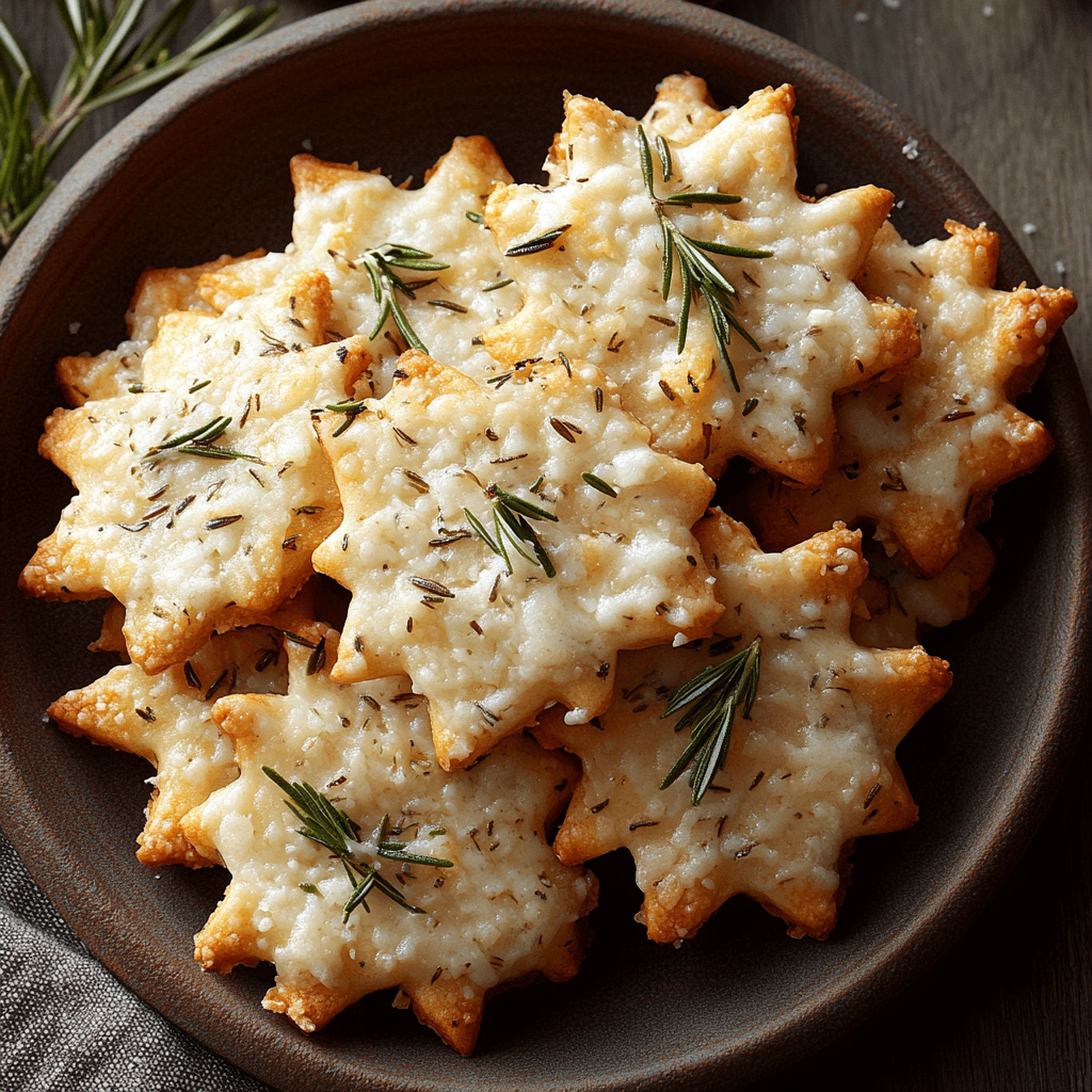Recipe preparation for Savory Rosemary-Parmesan Snowflake Cookies