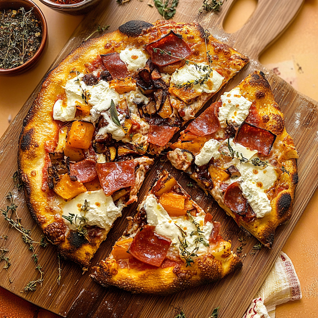 Recipe preparation for Comforting Fall Harvest Pizza with Prosciutto