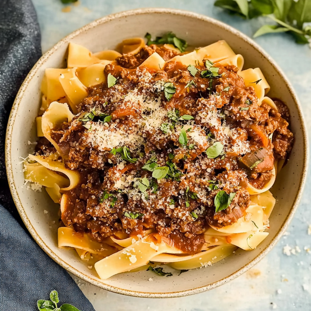 Recipe preparation for Short Rib Bolognese Sauce