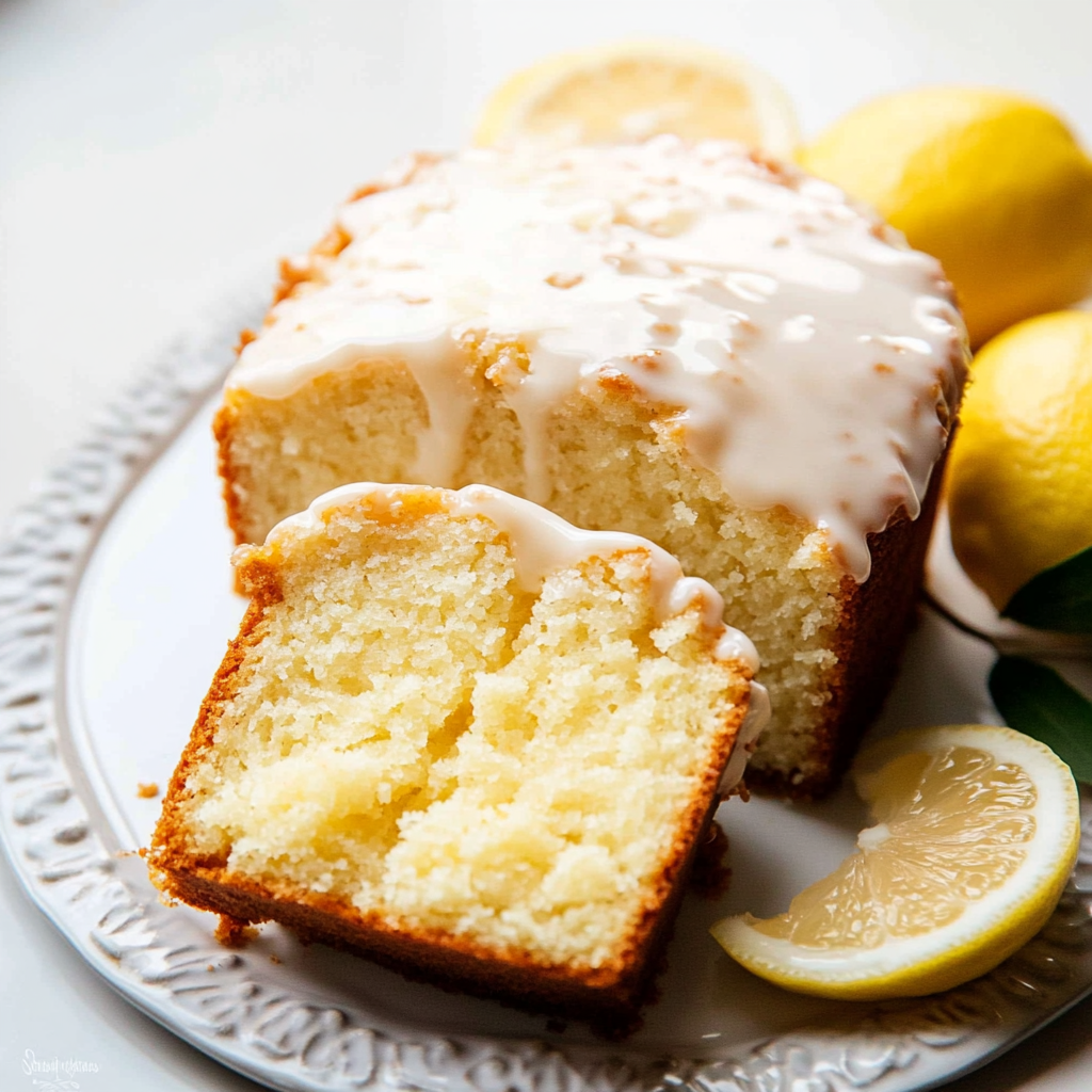 Recipe preparation for Lemon Pound Cake with Glaze