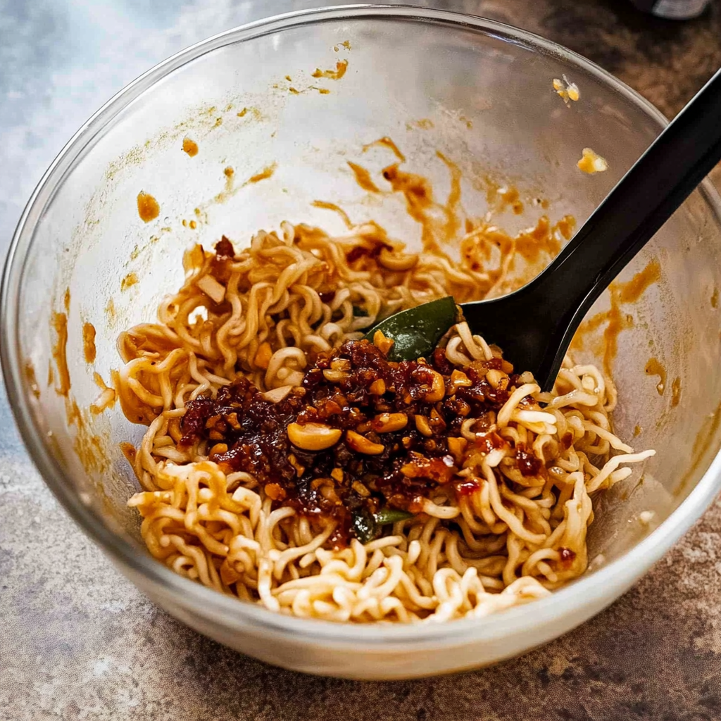 Recipe preparation for Spicy Chili Crisp Noodles