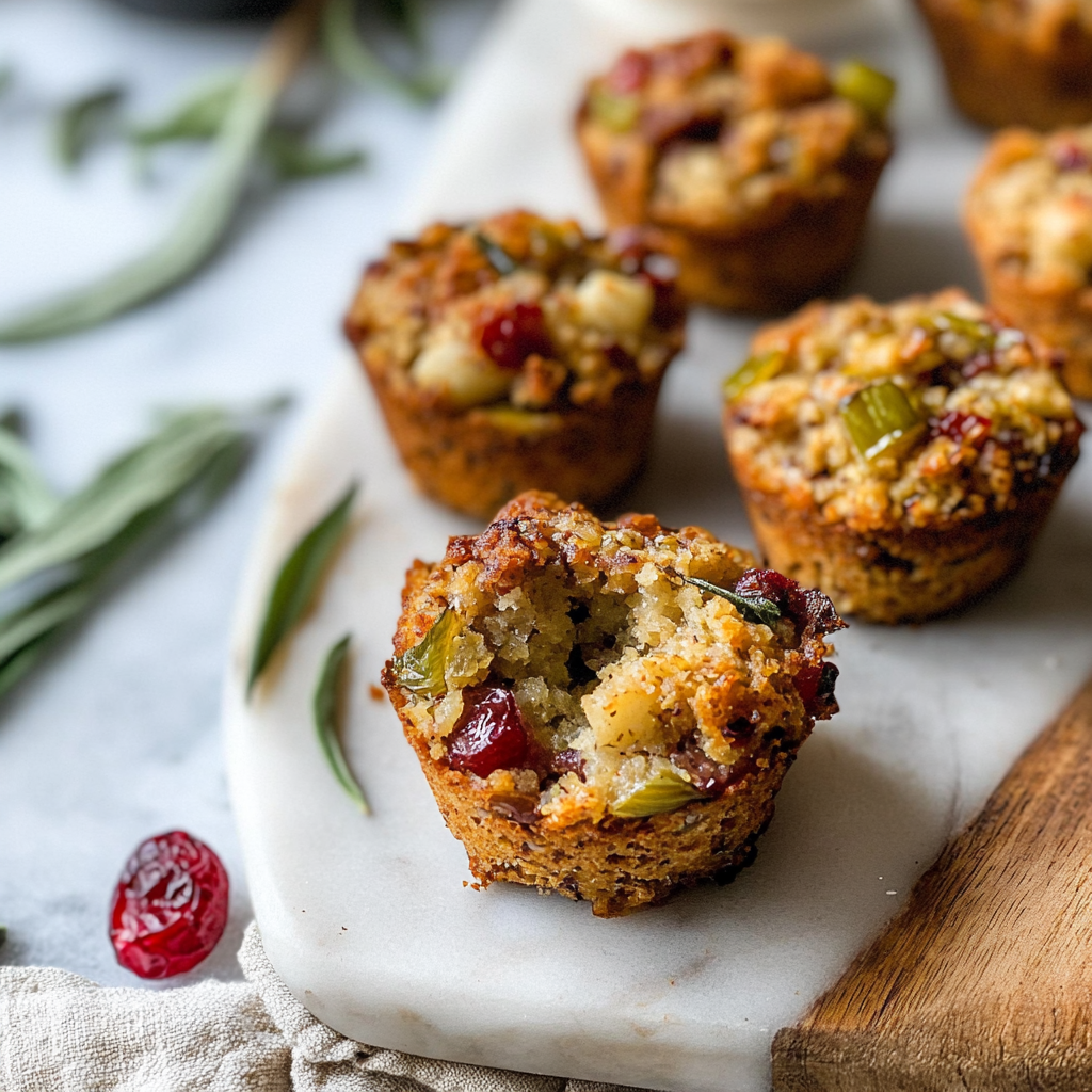 Recipe preparation for Sausage and Cranberry Stuffing Muffins