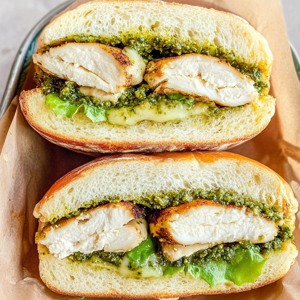 Recipe preparation for Pesto Chicken Ciabatta Melt