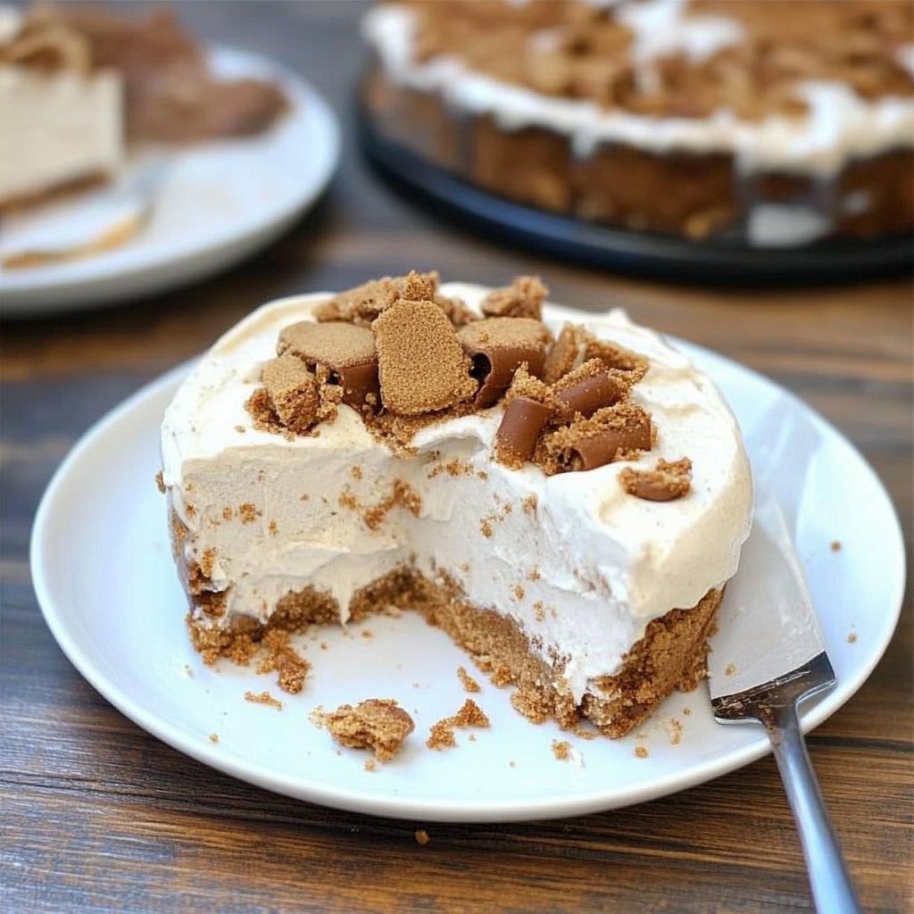 Recipe preparation for Lotus Biscoff Ice Cream Cake