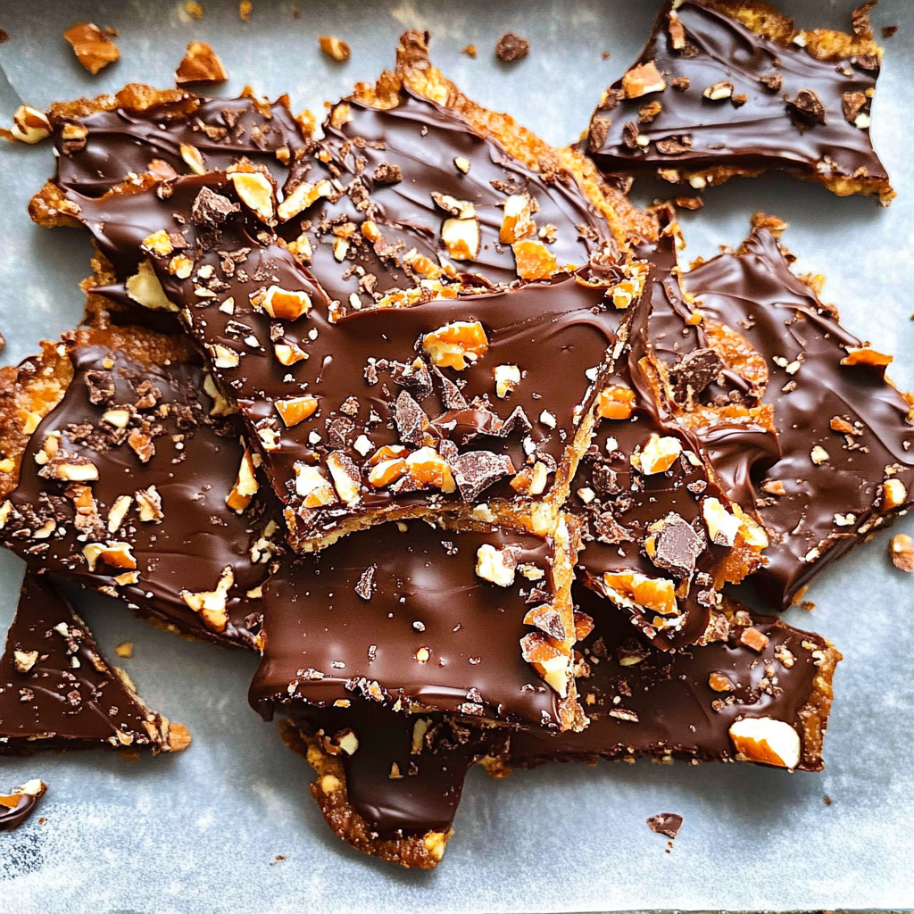 Recipe preparation for Cream Cheese Chocolate Cracker Toffee