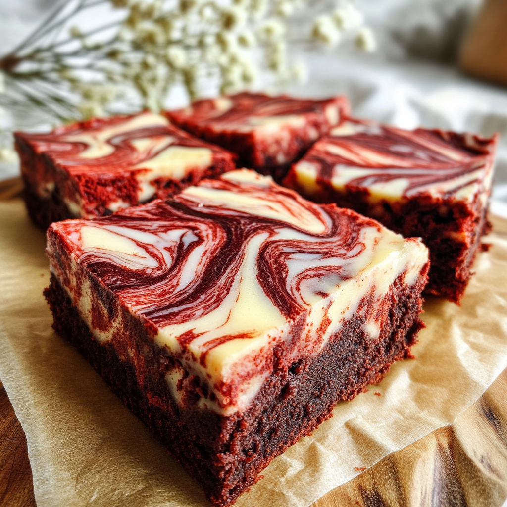 Recipe preparation for Red Velvet Brownie Swirl Squares