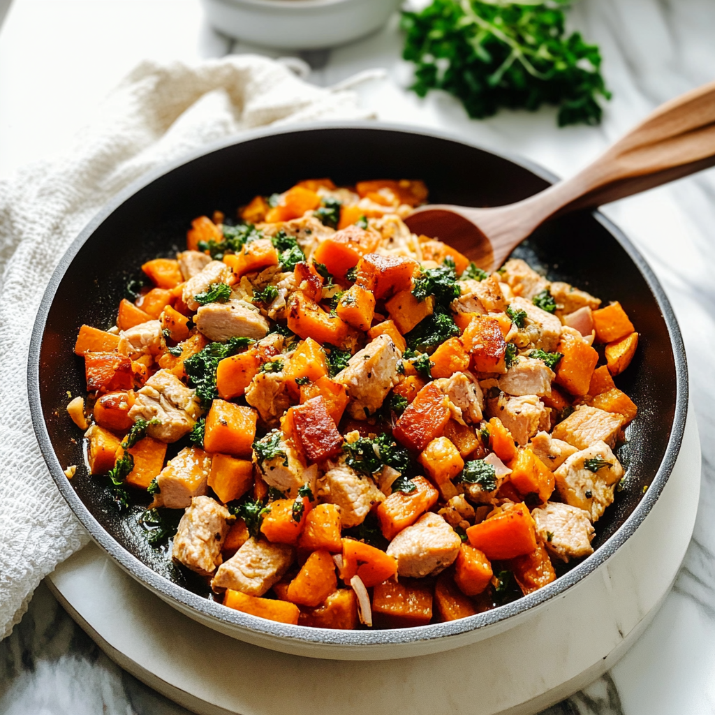 Recipe preparation for chicken and sweet potatoes
