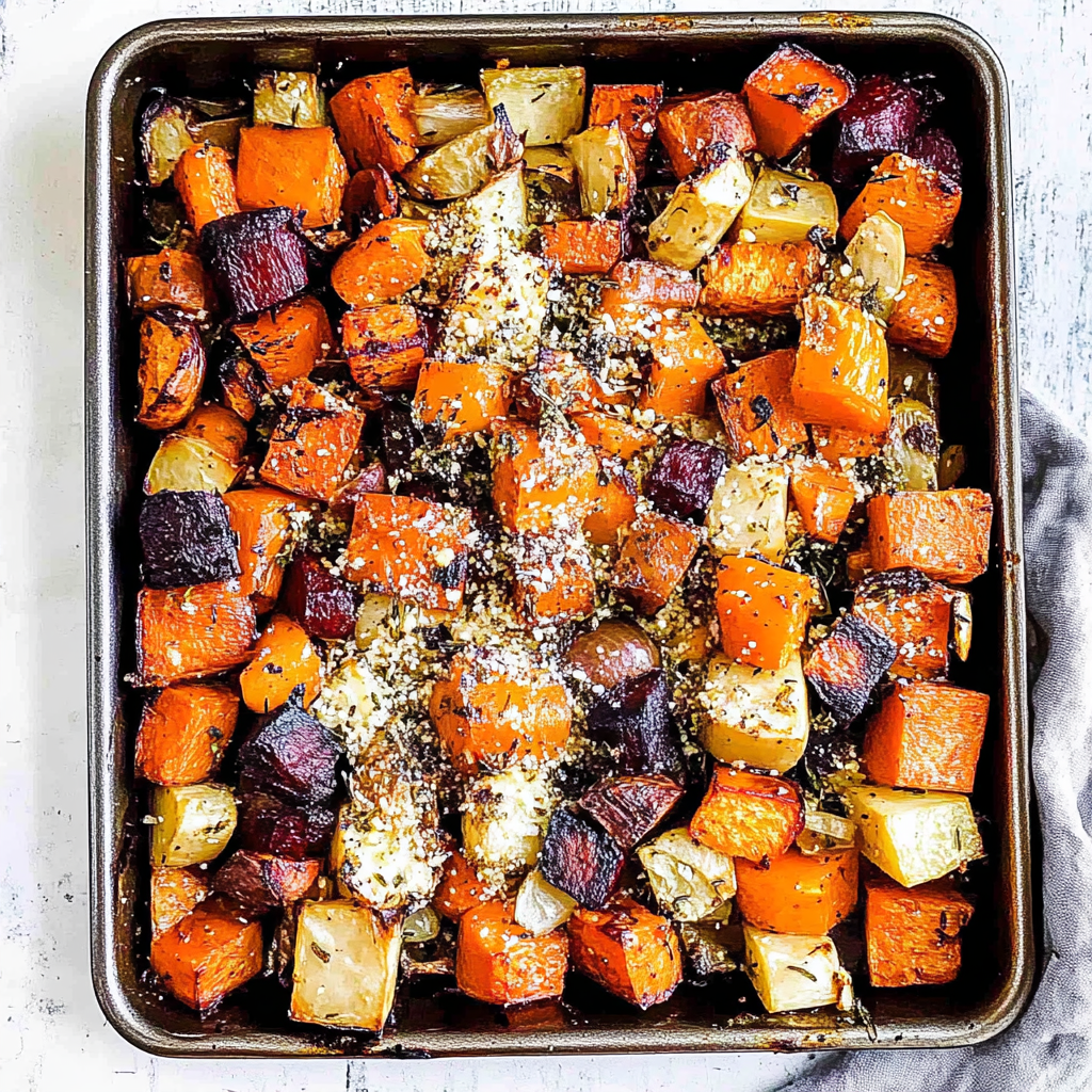 Recipe preparation for roasted root vegetables