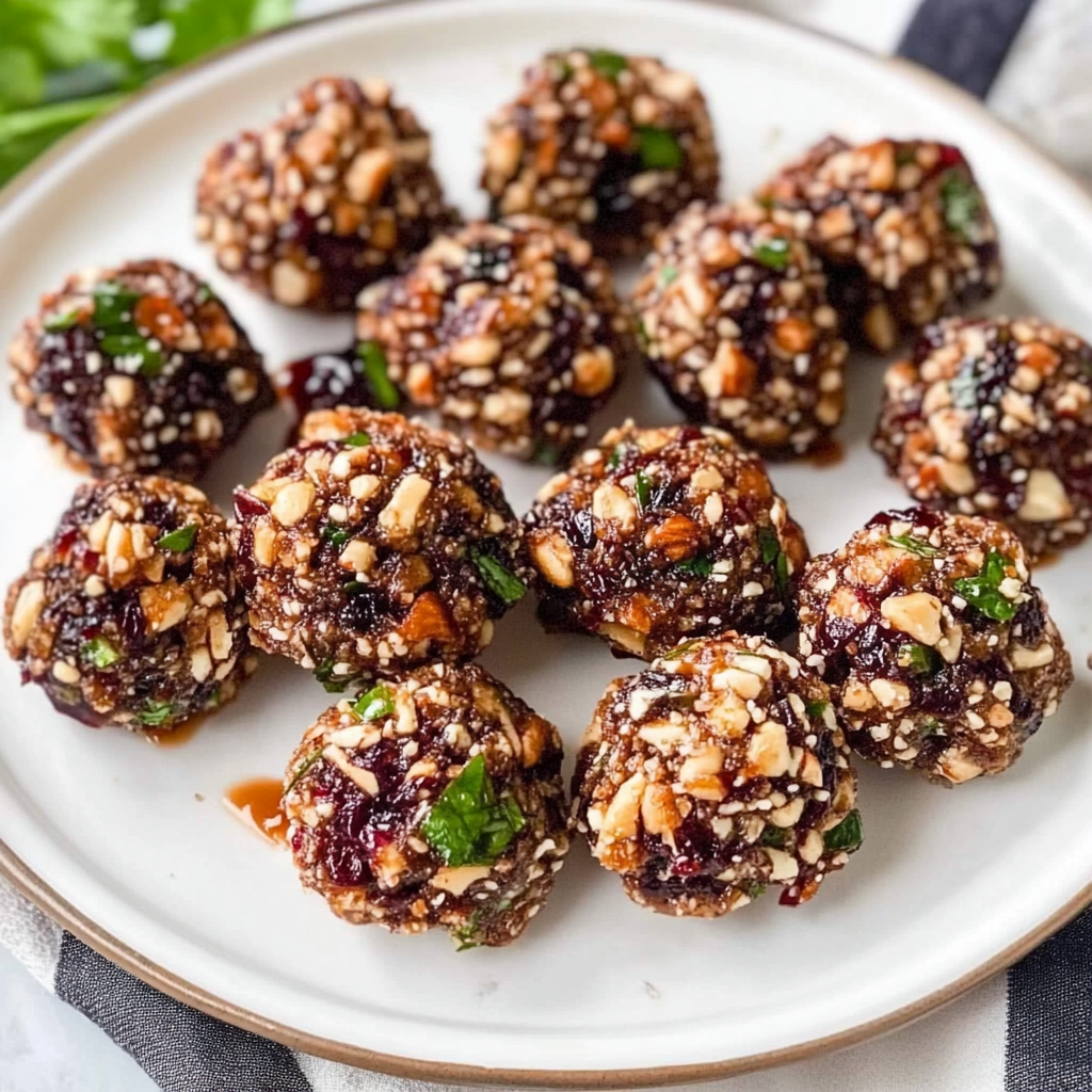 Recipe preparation for Cranberry Pecan Goat Cheese Bites