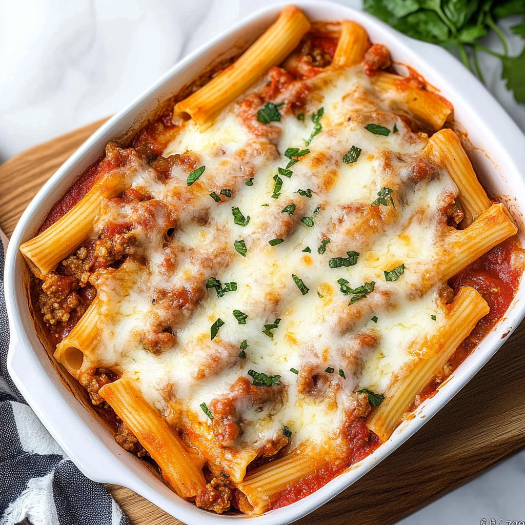 Recipe preparation for baked ziti recipe