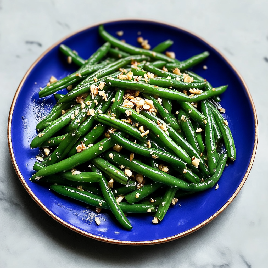 Recipe preparation for Garlic Green Beans