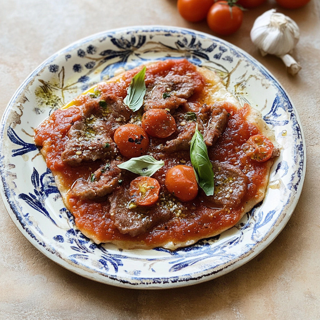 Recipe preparation for Steak Pizzaiola