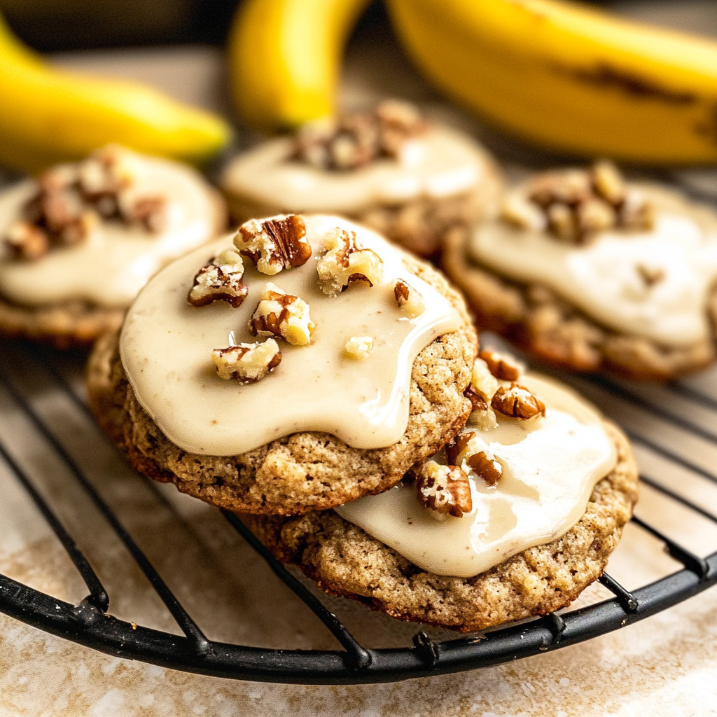 Recipe preparation for Banana Bread Cookies w/ Cream Cheese Frosting