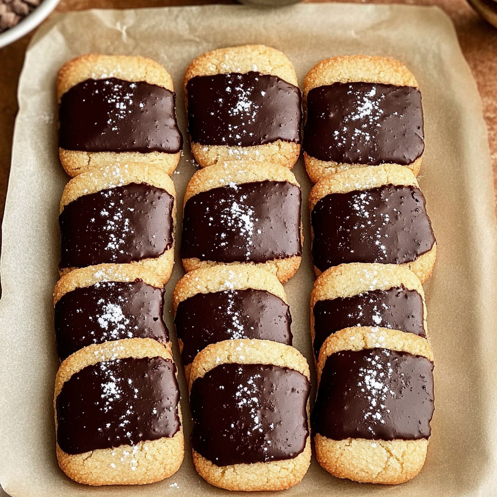 Recipe preparation for Chocolate Dipped Shortbread Cookies