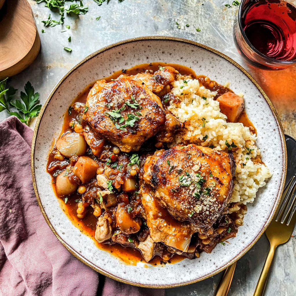 Recipe preparation for Osso Coq Au Vin