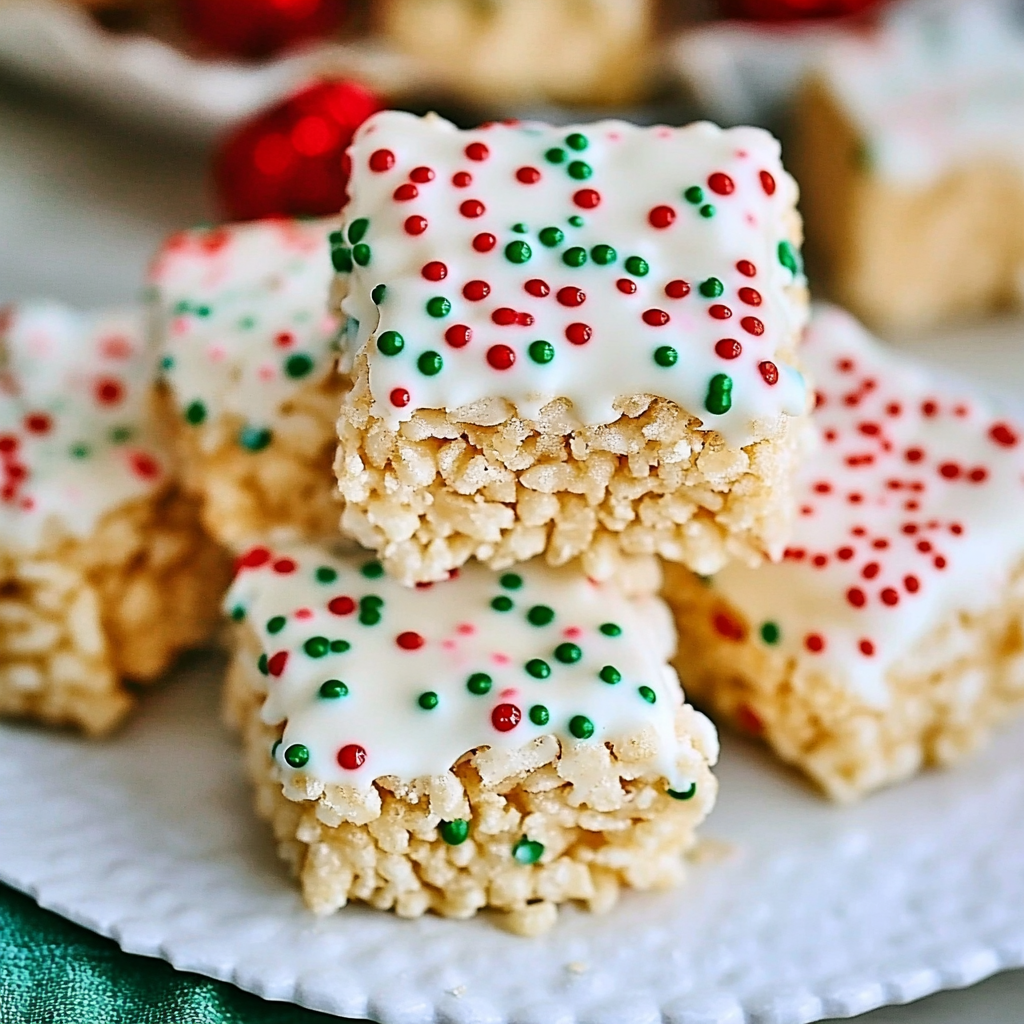 Recipe preparation for White Chocolate Dipped Rice Krispie Treats