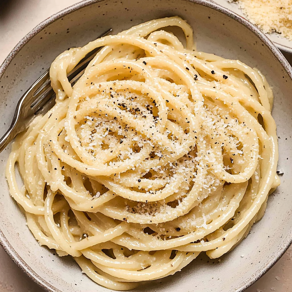 Recipe preparation for Cacio e Pepe Pasta