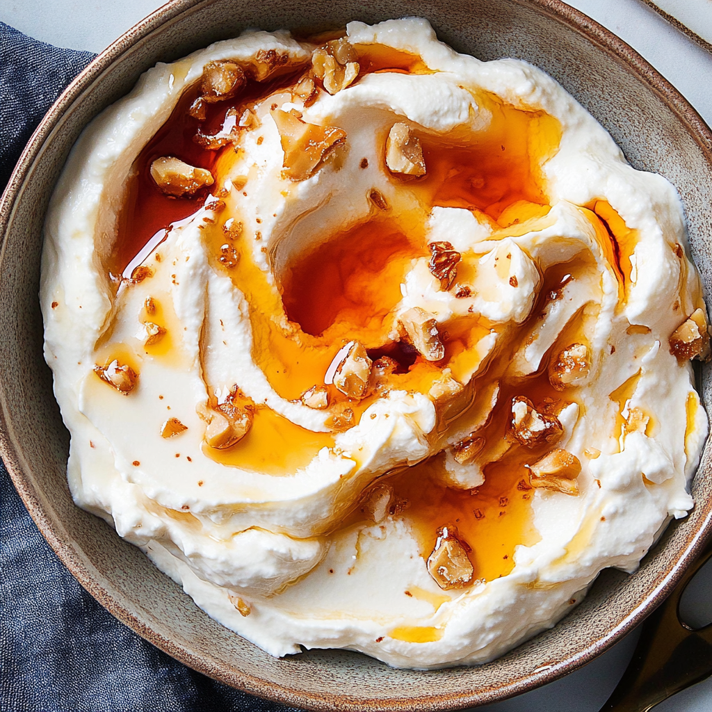 Recipe preparation for Whipped Ricotta with Warm Honeyed Nuts