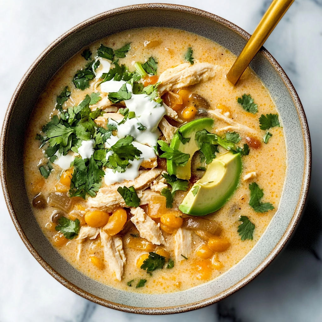 Recipe preparation for Creamy White Chicken Chili
