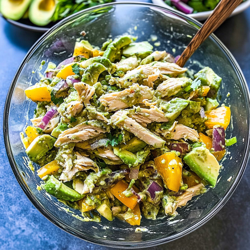 Recipe preparation for Healthy Avocado Chicken Salad