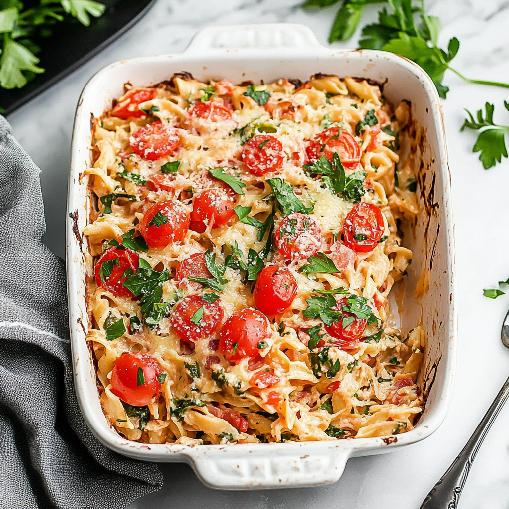 Recipe preparation for creamy salmon pasta bake