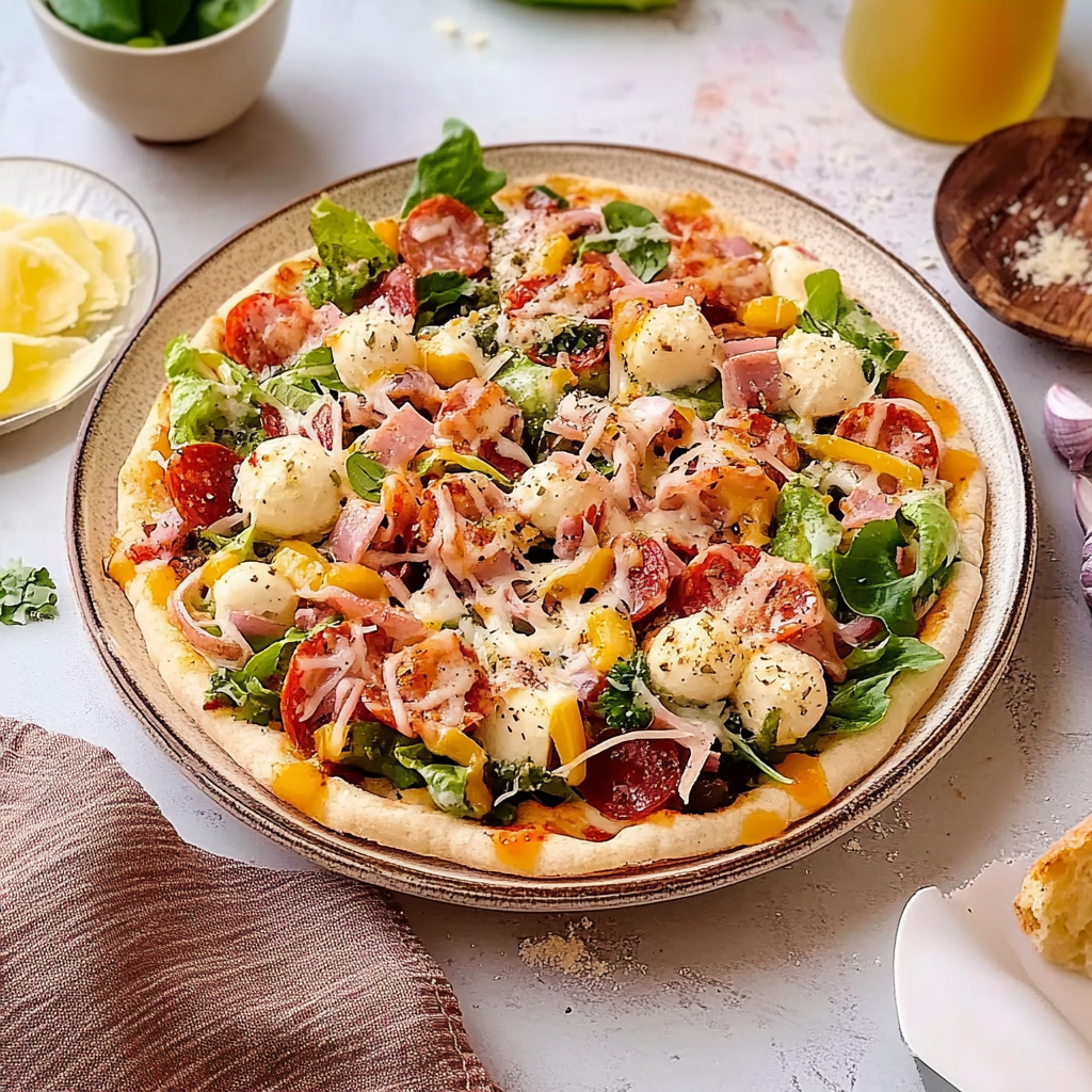 Recipe preparation for pizza salad