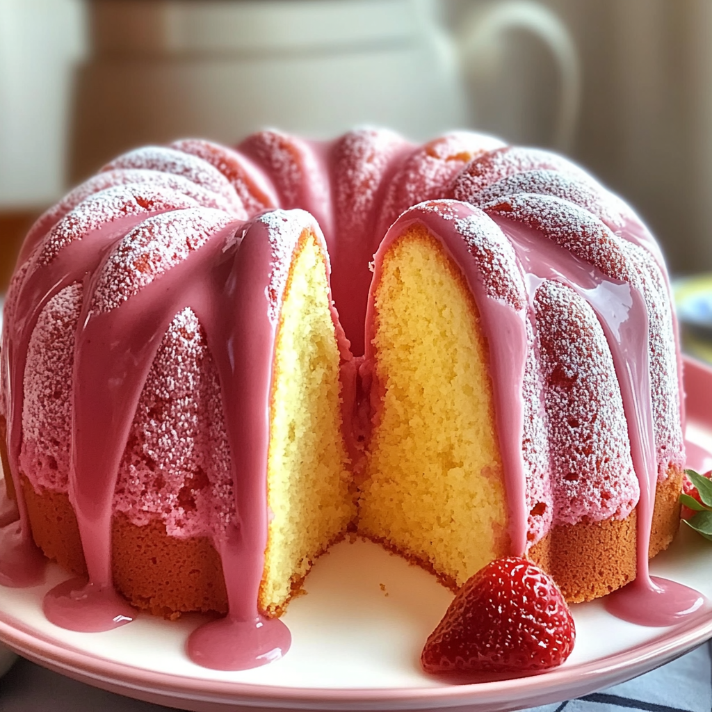 Recipe preparation for Strawberry Pound Cake