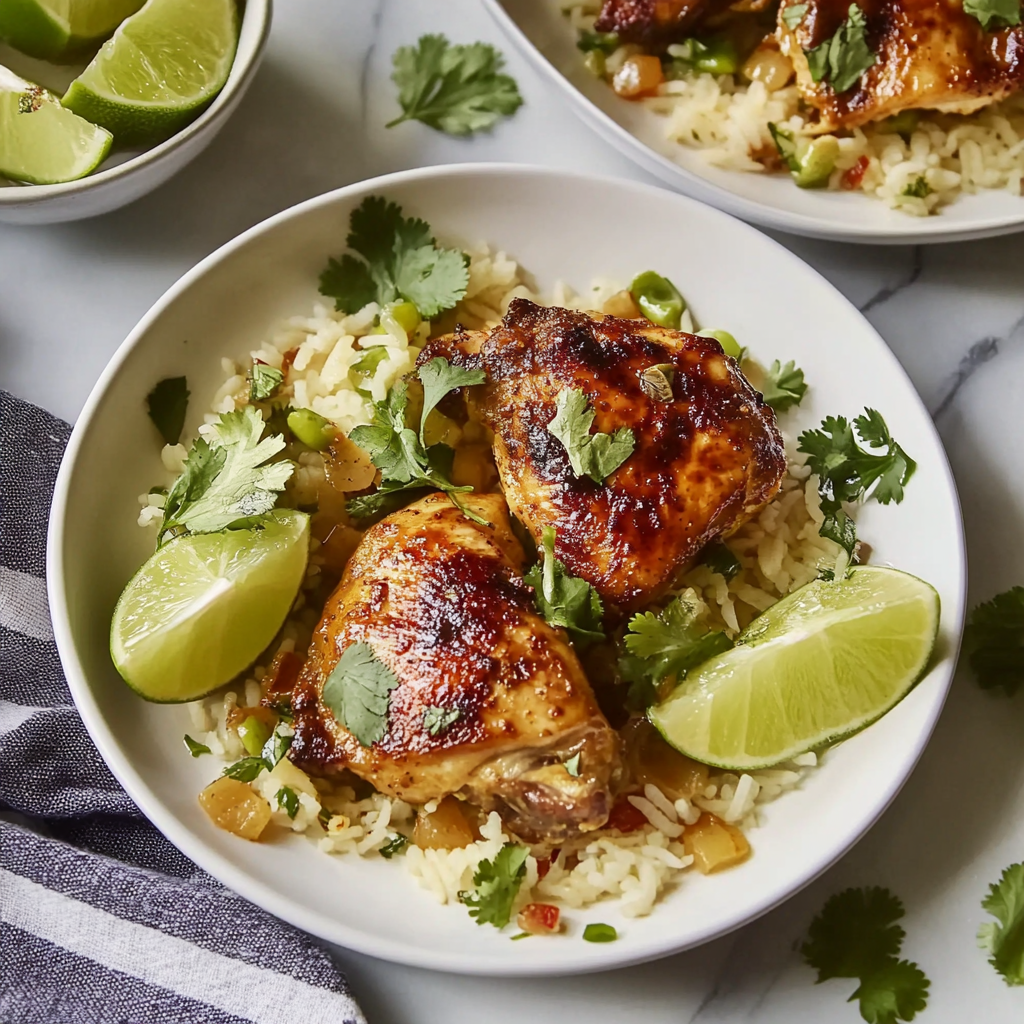 Recipe preparation for One Pan Cilantro Lime Chicken and Rice