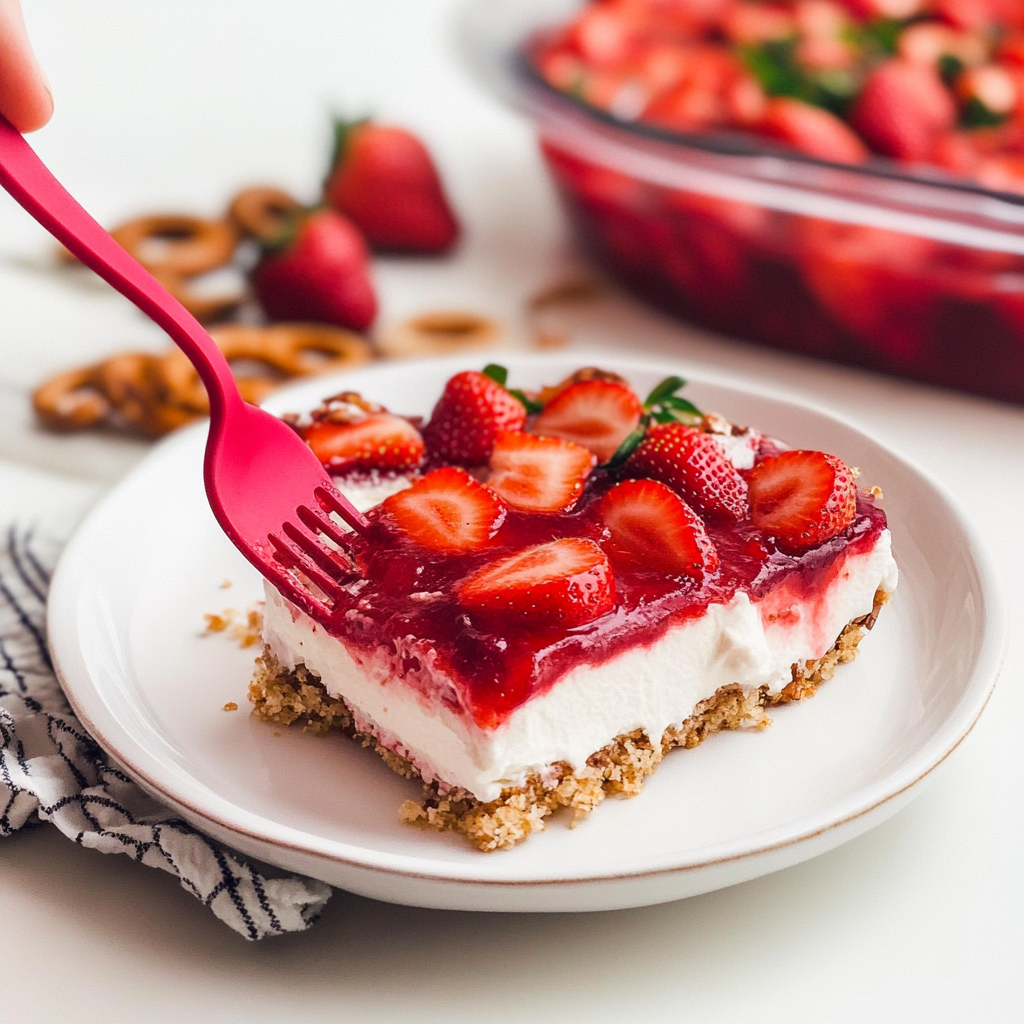 Recipe preparation for Strawberry Pretzel Salad