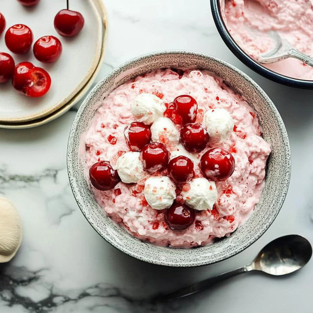 Recipe preparation for cherry fluff salad