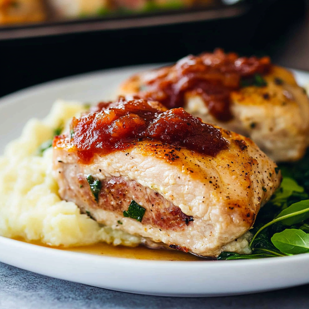 Recipe preparation for stuffed pork chops