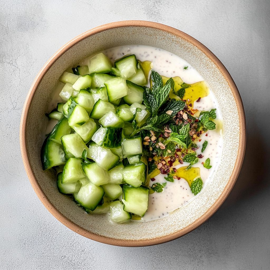 Recipe preparation for Cucumber Mint Raita
