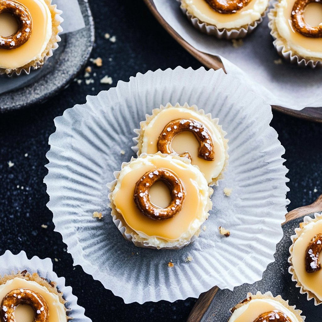 Recipe preparation for Salted Caramel Pretzel Cheesecake Cups