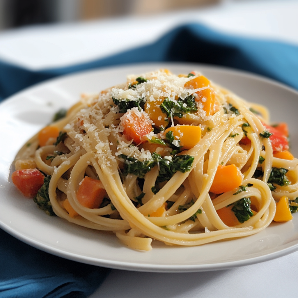 Recipe preparation for Winter Vegetable Parmesan Pasta
