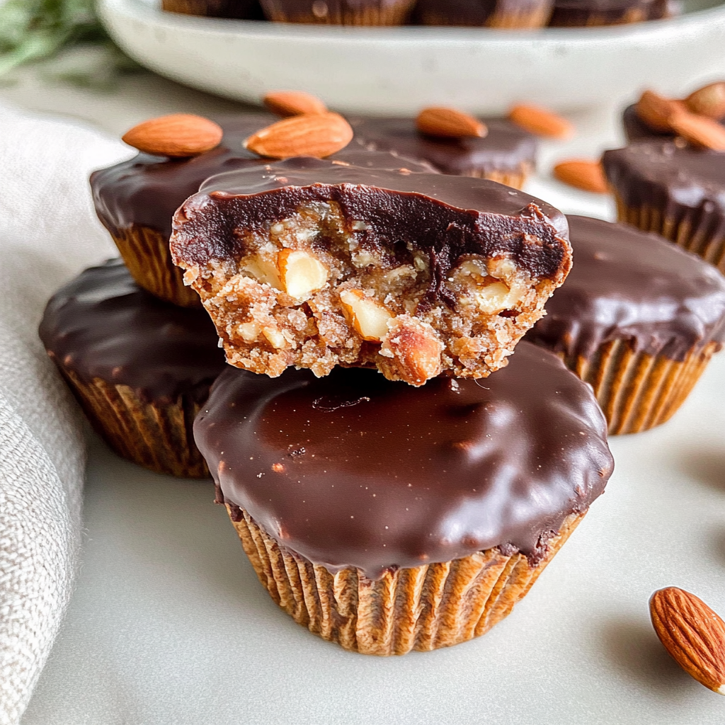 Recipe preparation for No-Bake Chocolate Almond Crunch Oat Cups