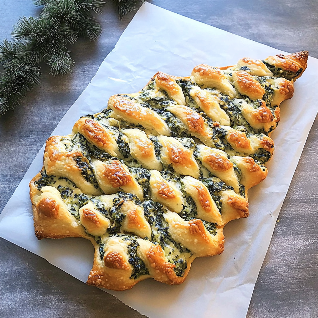 Recipe preparation for Christmas Tree Spinach Artichoke Puff Pull-Apart