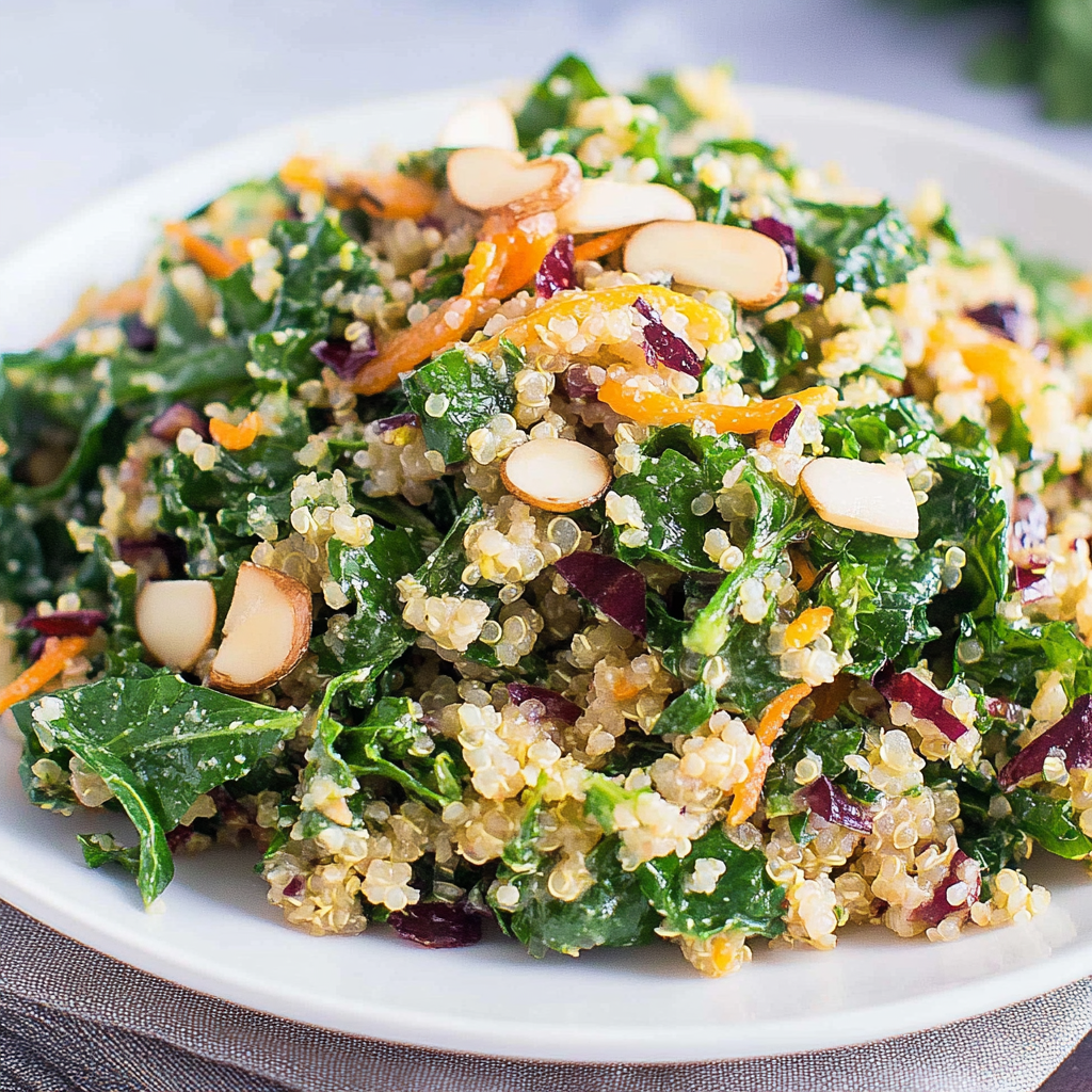 Recipe preparation for Maple Ginger Kale & Quinoa Salad
