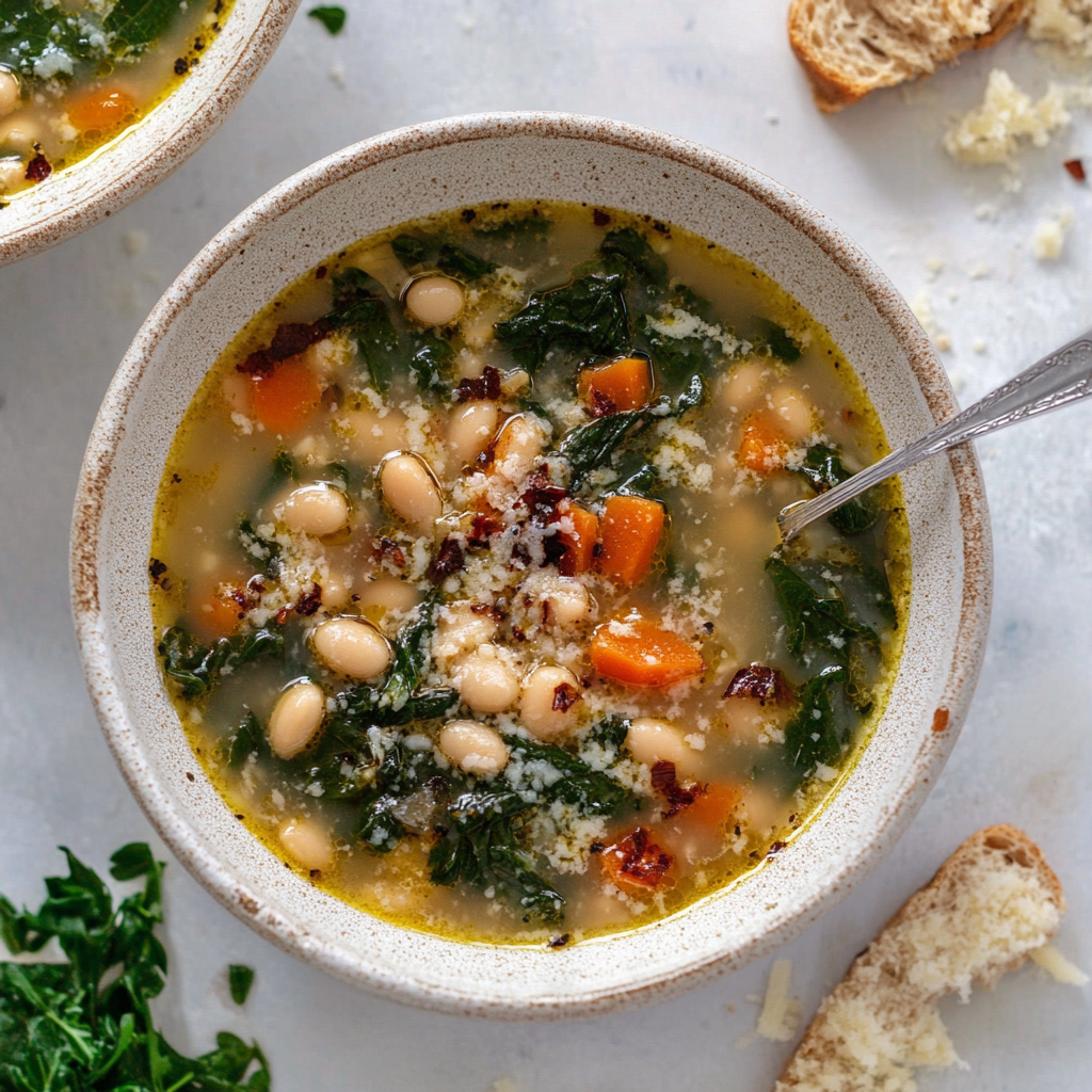 Recipe preparation for Cozy White Bean & Spinach Soup
