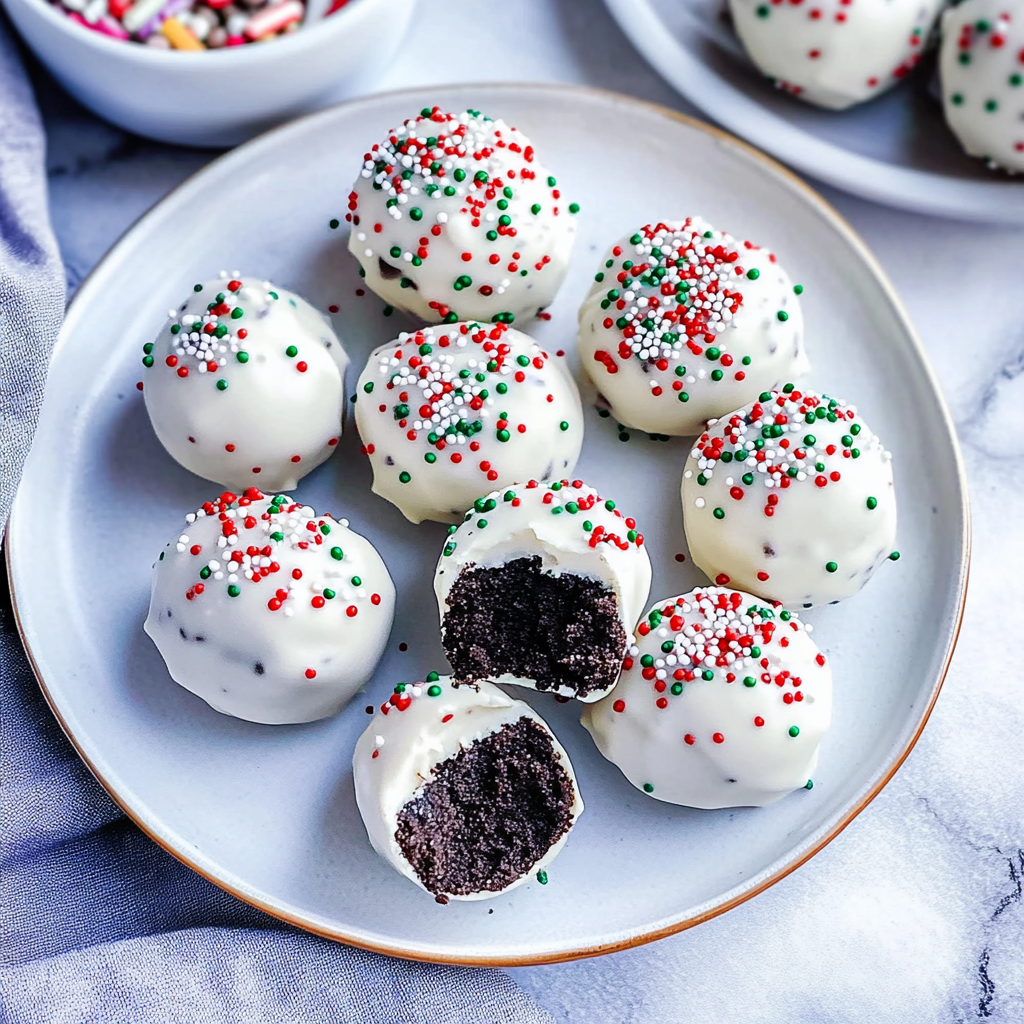 Recipe preparation for Oreo Christmas Truffles